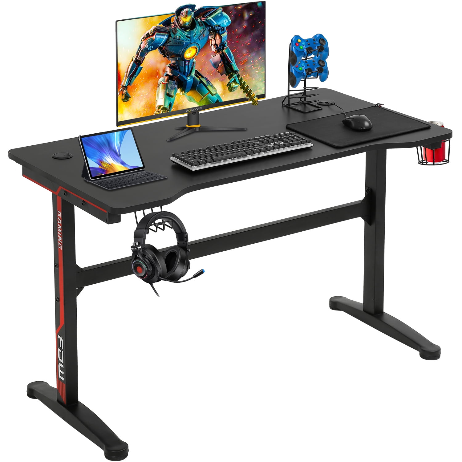 Designa Computer Desk Racing Style, 47 inch Gaming Desk, Writing Home Office Desk with Free Mouse Pad, USB Handle Rack, Cup Hold