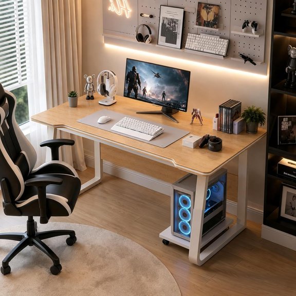 Gaming Desk Computer Writing Table Student Art Modren Simple Style PC Wood Suitable Portable Desk for Home, Office