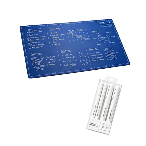 Gaming Desk Mat Drafting Print, Extended Pad with Reinforced Border, Stable Rubber Backing for Daily Work