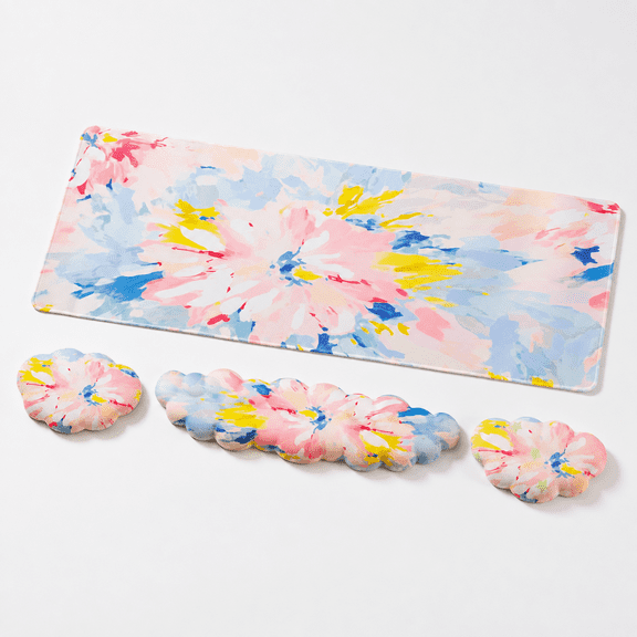 Gaming Desk Mat With Wrist Rest Set 4 In 1 Mouse Pad