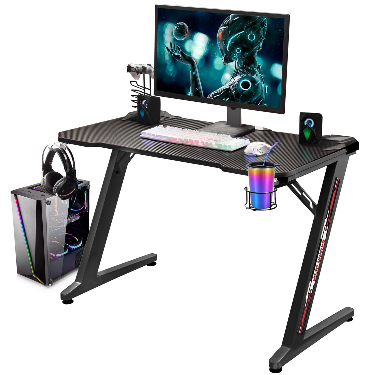 Gaming Desk, Overall Product Weight: 48.7 lb., Cable Management: Yes 