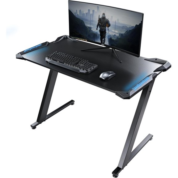 Gaming Desk with LED Lights Home Office RGB Table, Small Gaming Desk, Computer Table, Black