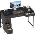 thumbnail image 1 of HLDIRECT 47 inch Computer Desk with 6 Drawers, Reversible Home Office Desk with Storage, Office Desk for Home Office, Writing, Study, Work, Living Room，Black, 1 of 8