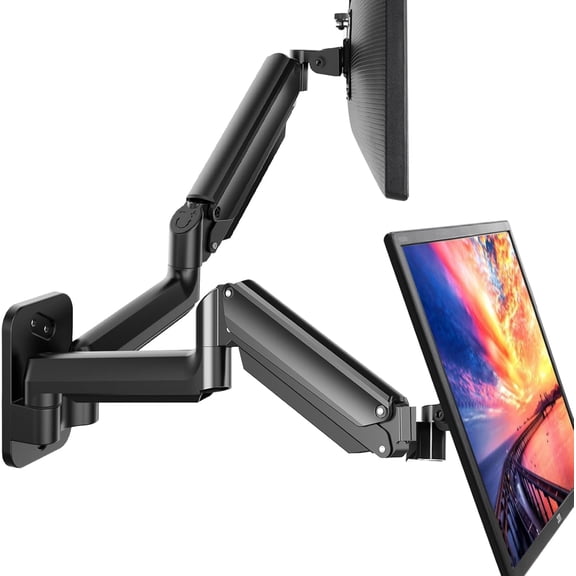 Gaming Dual Monitor Wall Mount for 17-32 Inch Computer Screen (4.4-17.6lbs Per Arm) - VESA 75x75/100x100 Height Adjustable Stand Monitors Home Office Desk Setup