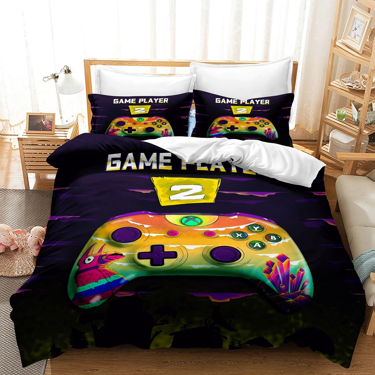 Gaming Duvet Cover Set for Boys, Boys Video Games Bedding Cover