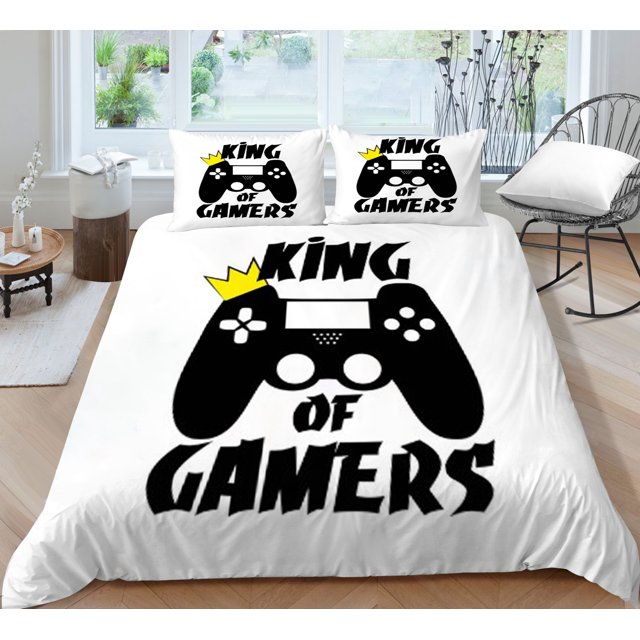 Gaming Duvet Cover Set Full Size Kids Video Game Gamepad Bedding Set for Boys Teens Bedroom
