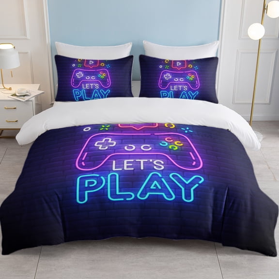 Gaming Duvet Cover Set King Size Video Game Controller Bedding Set, Boys Video Games Comforter Cover with 2 Pillow Shams, Bed Set for Boys Girls Bedroom Decortemu can only be self-picked up