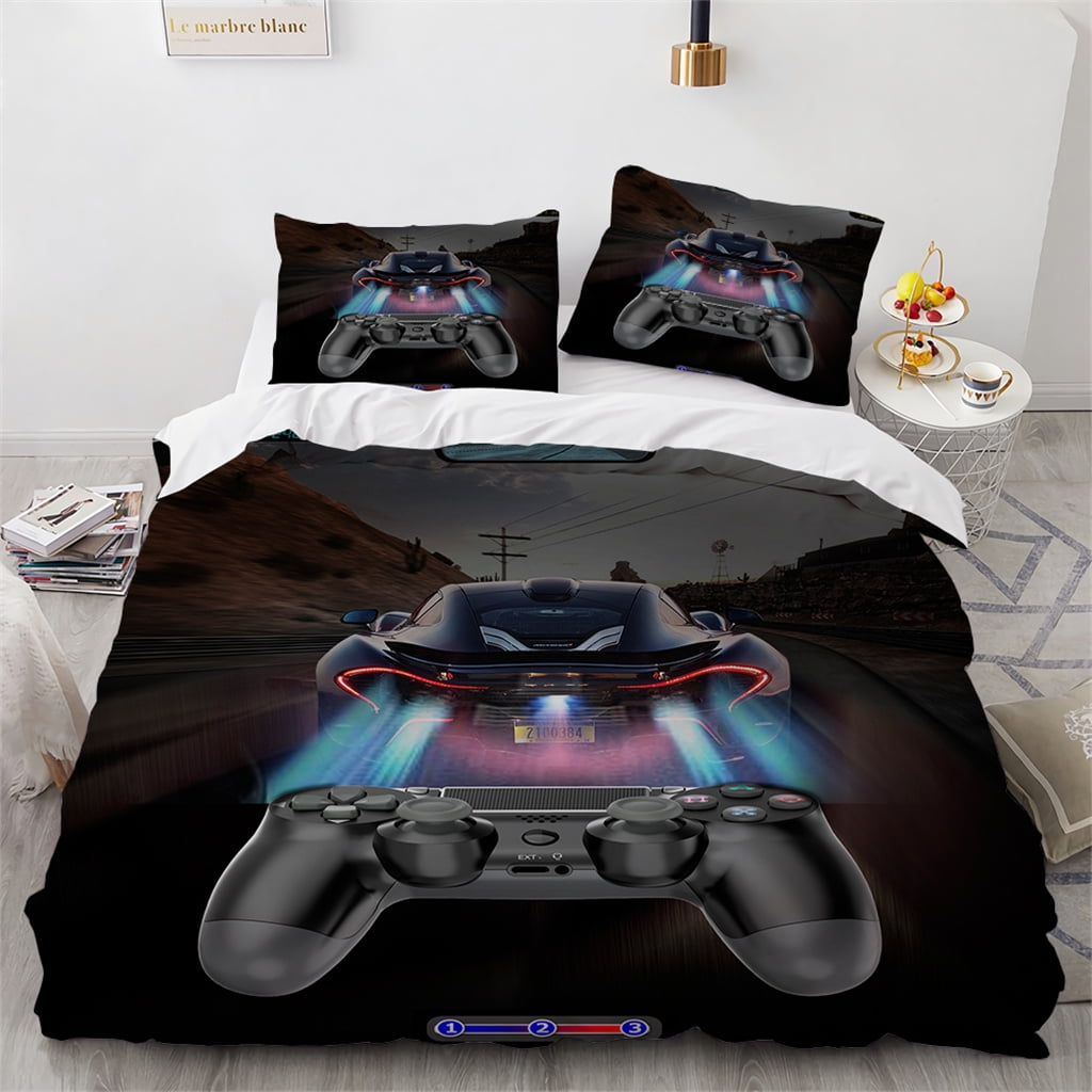 Gaming Duvet Cover Set Twin Size, Gamer Bedding Sets for Teen Boys