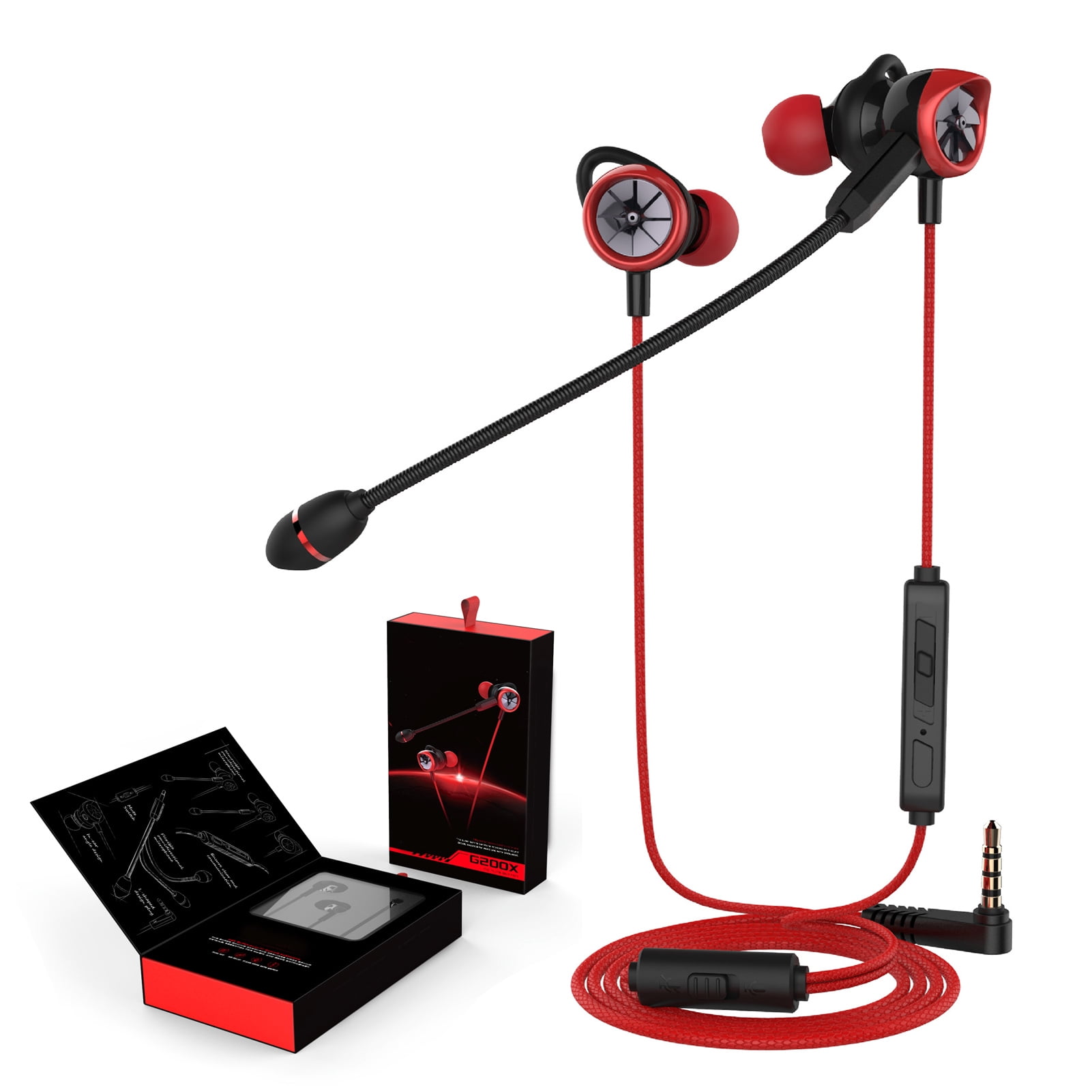 Gaming Earphone Dual Microphone Volume Control Clear Sound Wired