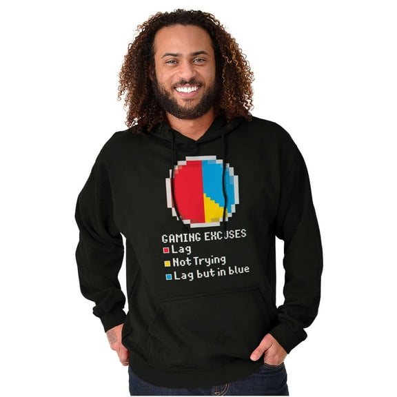 Gaming Excuses Pixelated Lag Video Gamer Unisex Plus Fleece Graphic Hoodie Brisco Brands 2X