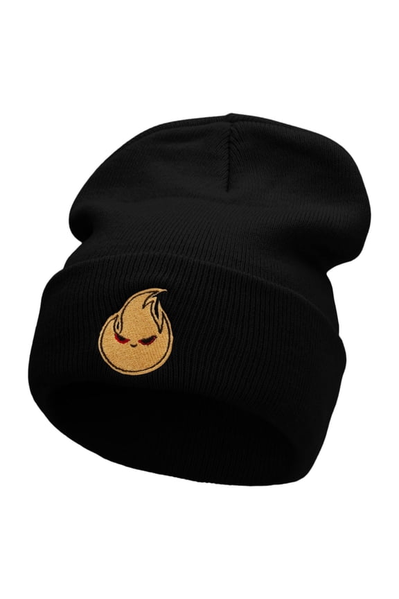 Gaming Fire Logo Embroidered 12 Inch Long Knitted Beanie - Black OSFM