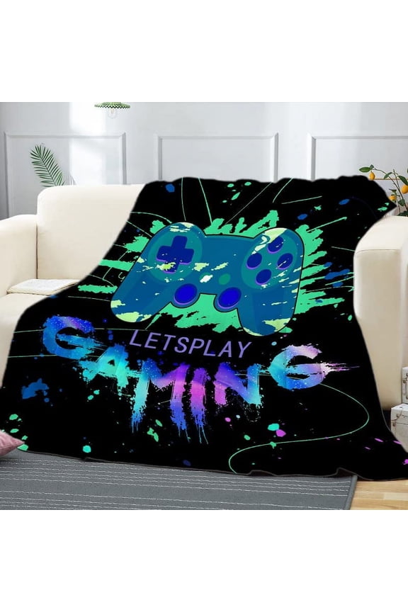 Gaming Flannel Blankets Gamepad Super Soft Throw Blanket for Kids Boys Girls 50x40 inch