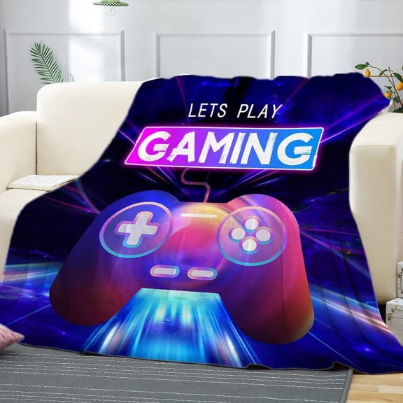 Gaming Fleece Blankets Boys Girls Blanket Gamepad for Bedding, 50x60in Fleece Blanket