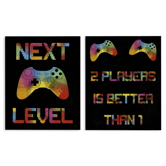 Stupell Industries Gaming Friends Phrases 2 Piece Canvas Wall Art Set, design by Marcus Prime