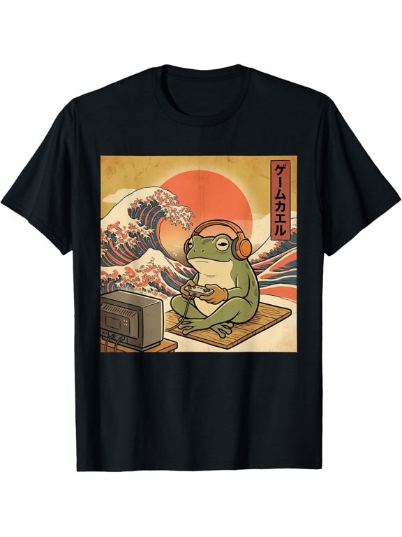 Gaming Frog Art Ukiyo-e Japanese Gamer Anime Men Women Boys unisex T-Shirt