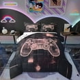 thumbnail image 1 of Gaming Full Bedding Sets Pink Black Gamepad Comforter Set Video Game Gamer Decor Comforter Room,Geometric Grid Square Quilt Bedding Reversible Duvet 3 Pcs, 1 of 7