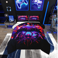 thumbnail image 1 of Gaming Full Size Comforter Sets - Gamer Comforter Full Size Bedding Set, Ghost Spider Webs Halloween Decorations Red Blue Purple Gamer Room Decor, 1 of 6