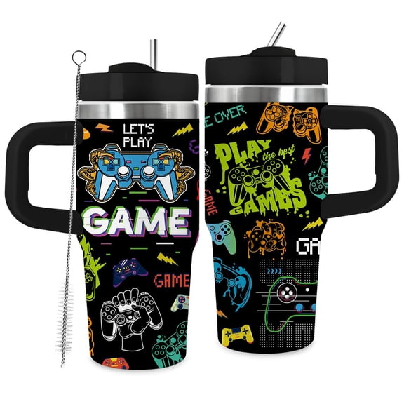 Gaming Gamer Gifts for Men, Video Game 14oz Tumbler, Gamings Gamepad Tumblers for Adults, Birthday Gifts Gaming Mugs for Gamer Room Decor for Son