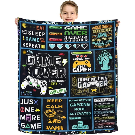 Gaming Gifts for Men/Boys - Video Game Lover Gifts - Gamer Gifts - Game Room Decor - Gifts for Gamers - Video Games Lovers Throws Blanket - Gamer Blanket 40'''' x 50''''