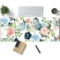 thumbnail image 1 of Gaming Green Desk Mat Desk Mouse Pads Purple Blue Pink Floral Mouse Pad Large, XL Big Computer Keyboard Mouse Mat Desk Pad Mat with Stitched Edge for Women Home Office Decor Deskmat 31.5x11.8 in, 1 of 6