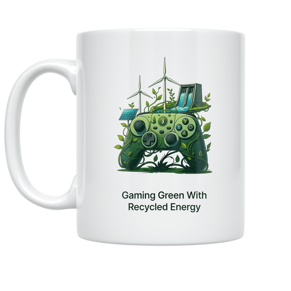 Gaming Green With Recycled Energy - Eco-Friendly Gamer - 11 oz Ceramic Coffee Mug