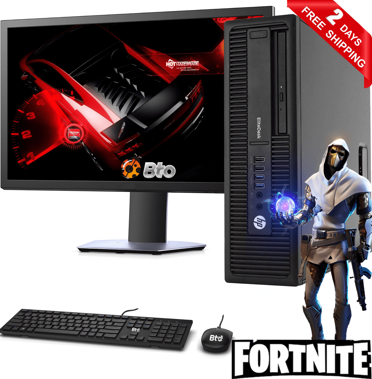 Restored Gaming HP EliteDesk 800 G1 sff Computer Desktop PC, Intel Core i7 Processor, 16GB Ram, 2TB Hard Drive, AMD Radeon RX 550 Phoenix 4GB GDDR5, New 24 inch LCD, includes WiFi, Windows 10 (Refurbished)
