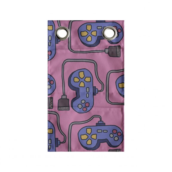 Gaming Hanging Pocket Organizer, Continuous Joystick Gamepad Vintage, Printed Polyester Storage Bag with Pockets, 9" x 27", Pink Violet Blue