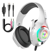 Gaming Headphone for PS5 PC Xbox, Over-Ear Headphones with Mic, Surround Sound Headphone with RGB Light