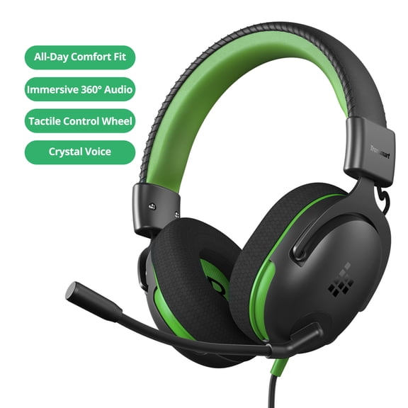 Gaming Headphones 40mm Drivers, Crystal-Clear Communication, Adjustable Earpads & Wide Compatibility (Green)