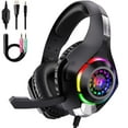 thumbnail image 1 of Gaming Headsets Wired for PS4 PS5 Switch Xbox One PC with RGB Light, Noise Canceling Mic,Surround Sound,Over Ear Muffs Gaming Headphones,Black, 1 of 7