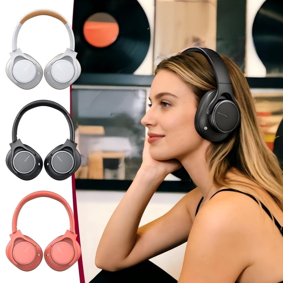 Gaming Headset With Active Noise Cancelling, Over Ear Bluetooth Headphones, Fifty Hour Battery Wireless Headset, Type C Gaming Audio Headphones With Rotating Volume Knob For Pc Phone