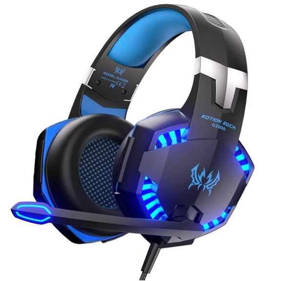 Gaming Headset, G2000 Wired Over-Ear Headset with Noise-Canceling Microphone, Soft Ear Cushions and Bass Surround Sound, Compatible with PS5/Xbox/PC,Blue