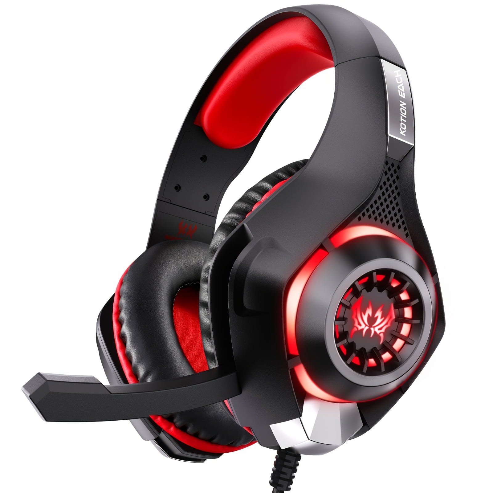 Gaming Headset Headphones for PC, Mac, Ps5, Ps4, Gaming Headphones with Noise Cancelling Mic LED Light Over Ear Headphones for Xbox Series X/S, NS