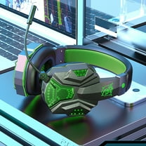 Gaming Headset, Hwkond Wireless Bluetooth Over-Ear Headphones With Microphone LED Luminous Noise Reduction Stereo Surround Sound Gaming Earphones,Green