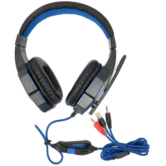 Gaming Headset Luminous Adjustable Volume 3.5mm Gaming Headset with Microphone for PCBlack Blue