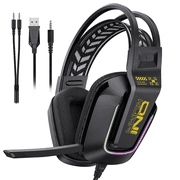 Gaming Headset with Mic for PS4 PS5 PC Xbox One Switch,Gamer Headphones Video Game Computer Gaming Headsets with Noise Cancelling Microphone Gaming Head Set Laptop Accessories,Black