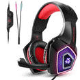 thumbnail image 1 of Gaming Headset with Mic for Xbox One PS4 PC Nintendo Switch Tablet Smartphone, Headphones Stereo Over Ear Bass 3.5mm Microphone Noise Canceling 7 LED Light Soft Memory Earmuffs, 1 of 10