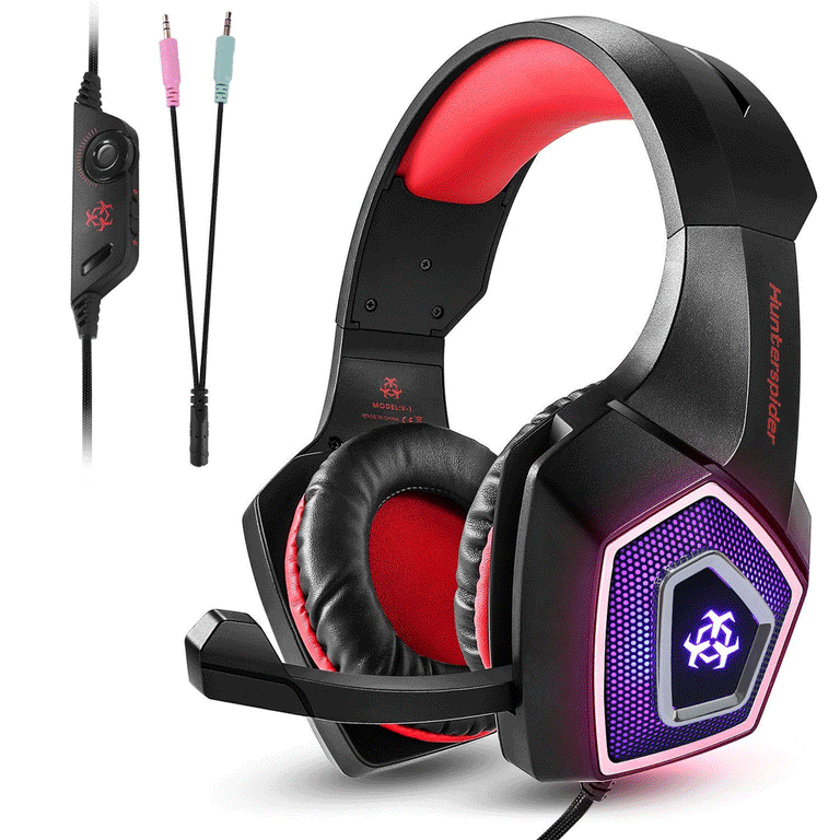 Gaming Headset with Mic for PS4, Xbox, PC, Nintendo Wired, LED