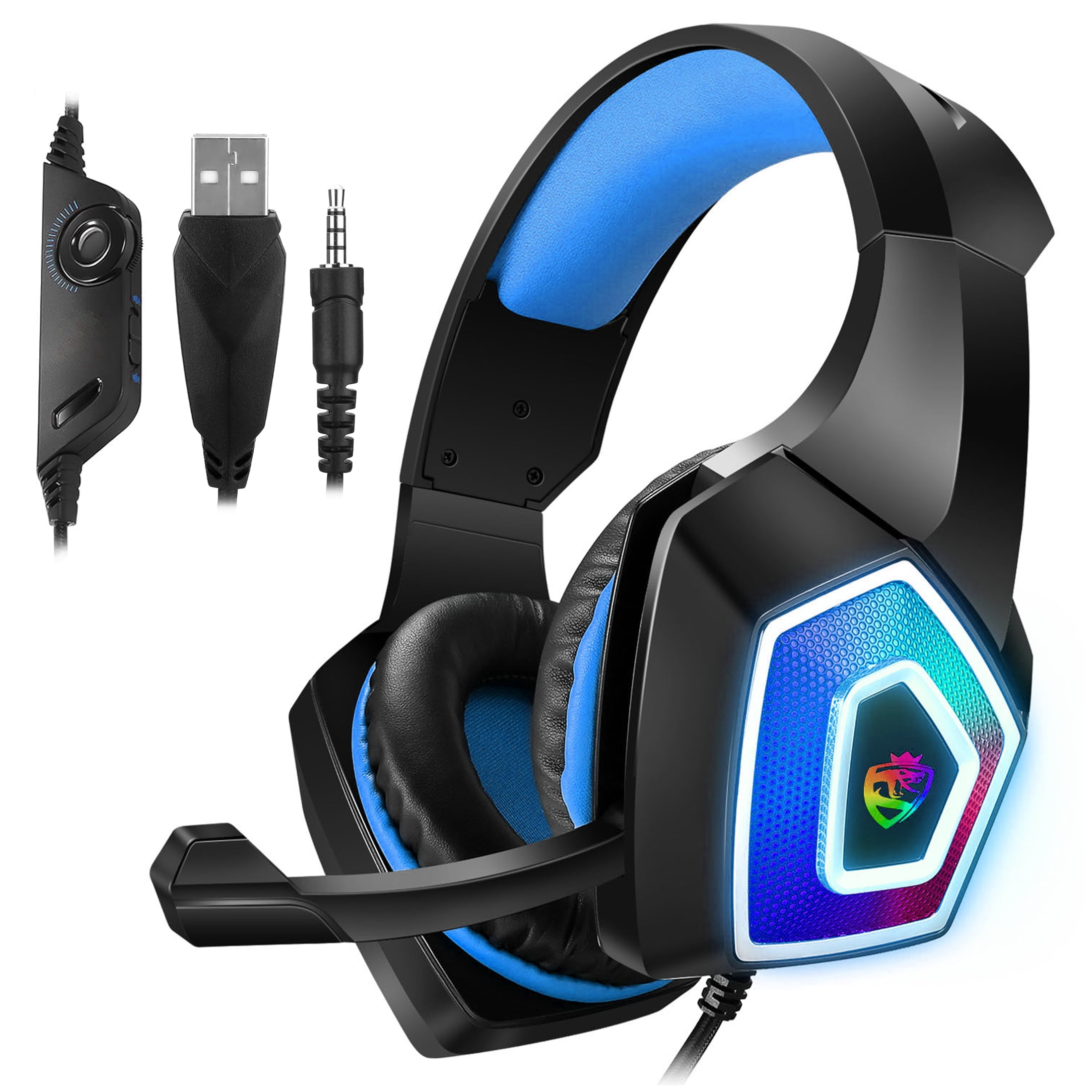 EEEkit Wired Gaming Headset with Mic 3.5mm Compatible with PS4 PS5 PC Xbox One Switch Laptop Tablet Noise Cancelling Walmart