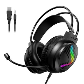 Gaming Headset with Microphone, Noise Cancelling Gaming Headphones Compatible with PS4 PS5 Xbox One PC Laptop, Over-Ear Headset with LED RGB Light, 7.1 Stereo Surround Sound
