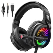 Gaming Headset with Microphone, Noise Cancelling Over-Ear Headset,7.1 Stereo Surround Sound with LED Light, Comfortable for PS4 PS5 Xbox PC Laptop