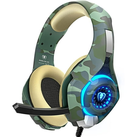 Gaming Headset Noise Cancelling Over Ear Headphones Mic, Soft Memory Earmuffs for PS4/5 PC, Xbox One