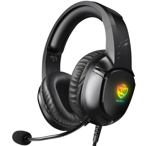 Gaming Headset for PC/Chromebooks/Laptop/Computer, Stereo Surround Sound Gaming Headphones with Noise Canceling Flexible Mic, Computer Headset with 3.5mm Jack & RGB Light