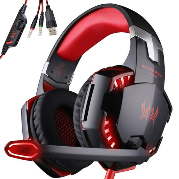 Gaming Headset, Stereo Bass Surround Headset LED 3.5mm Headphone For PS4 Xbox One Nintendo Switch PC PS3 Mac, Noise Cancelling Mic LED Light, Designed Technically for Gamer
