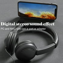 Gaming Headset - Wired Over-Ear Headphones with Microphone, 50mm Drivers & Noise Cancelling Mic for PC, Computer Gaming and Online Classes, Black