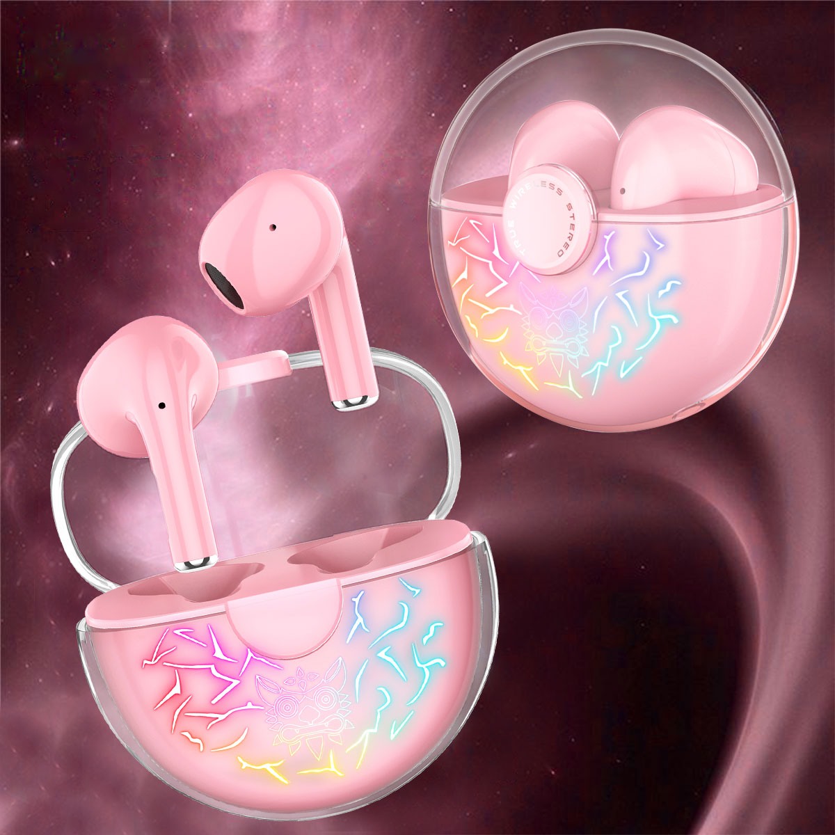 Gaming Headset, Wireless Bluetooth 5.1 Headphones, Cool RGB Crack