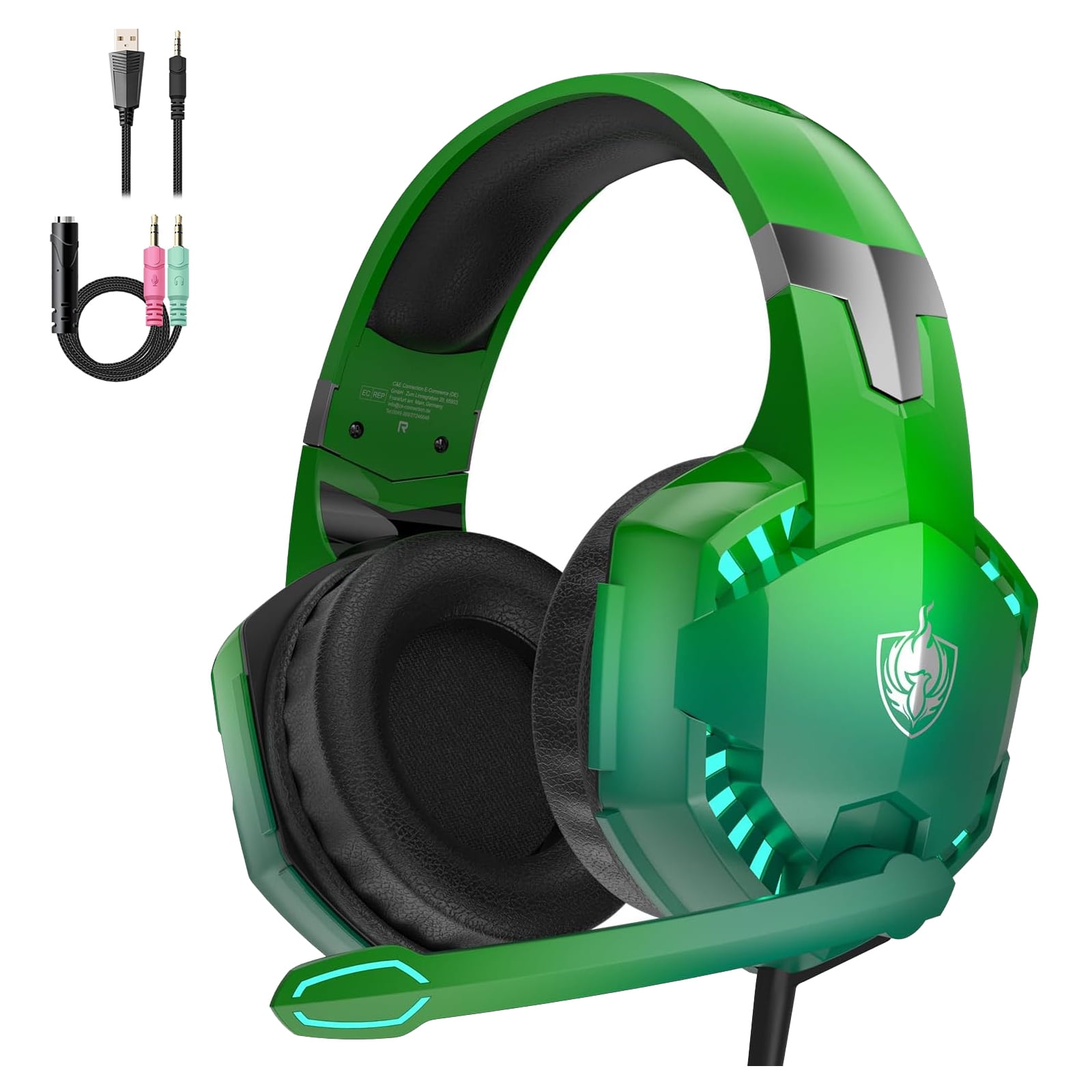 Gaming Headset for PS4/PS5/Xbox One/PC, Noise-Cancelling Over-Ear Headphones with RGB LED Lights & Stereo Surround Sound