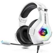 Gaming Headset for PS4 PS5 Xbox One PC Surround Sound with Microphone White 3.5mm