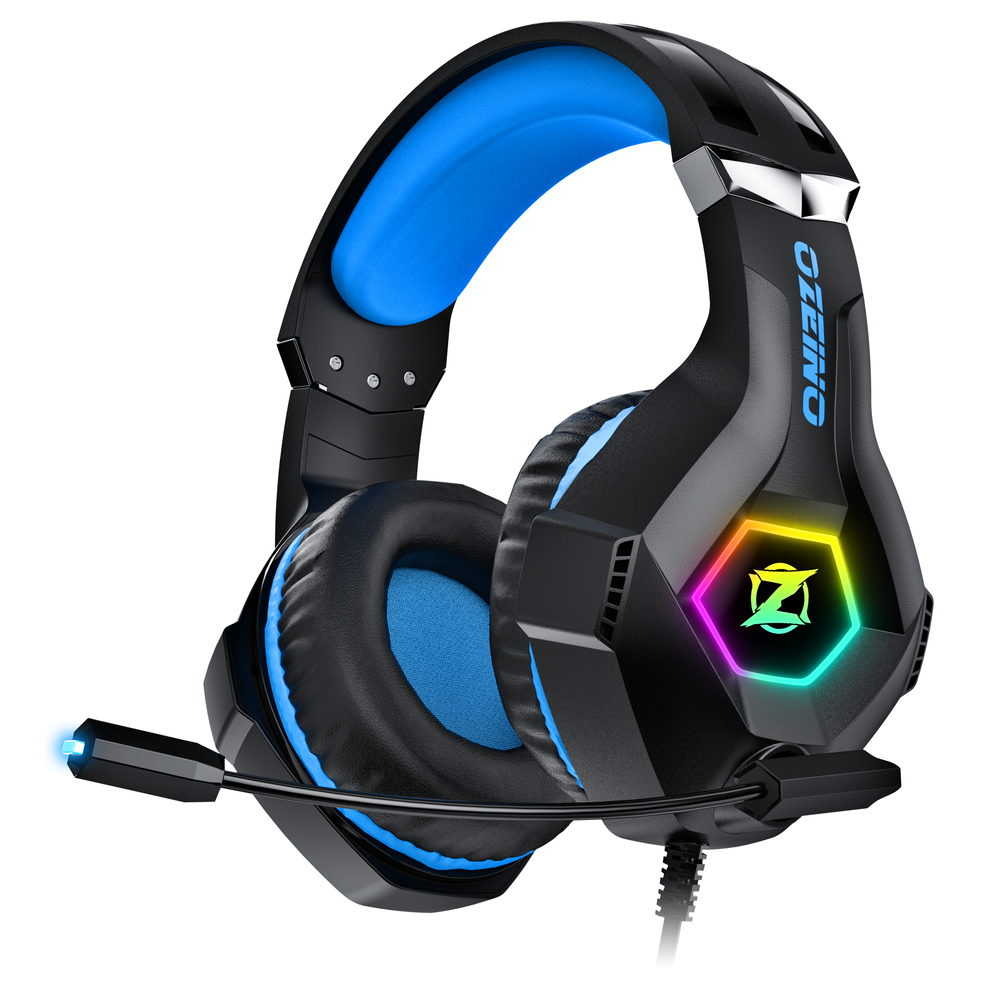 Ozeino Cuffie Gaming Over-Ear Con Microfono - Audio Stereo 3D, LED, Per PS4, PS5, PC, Xbox One, Switch