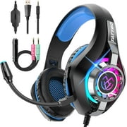 Gaming Headset for PS4 PS5 Xbox One Switch PC with Noise Canceling Mic, Deep Bass Stereo Sound